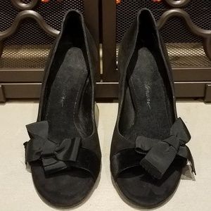 Suede Peep Toe Heels